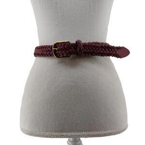 Vintage Capezio Magenta Genuine Leather Belt Weaved Braided Size S/M